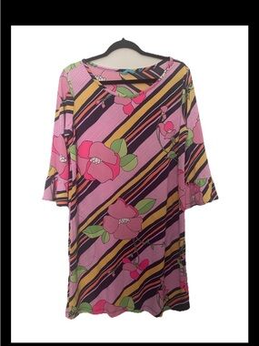 Women’s Tori Richards Pink Floral Striped Tunic Dress